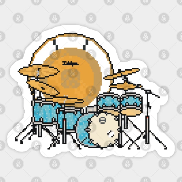 Pixel Blue Sparkle Drums with Gong Sticker by gkillerb